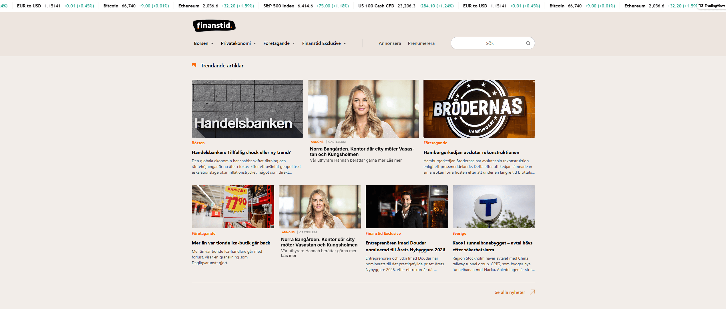 Skärmdump av Finanstid